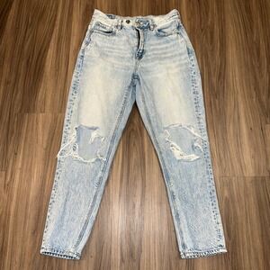 American Eagle Mom Jeans 2 Short Distressed High Rise —‎ Extra button